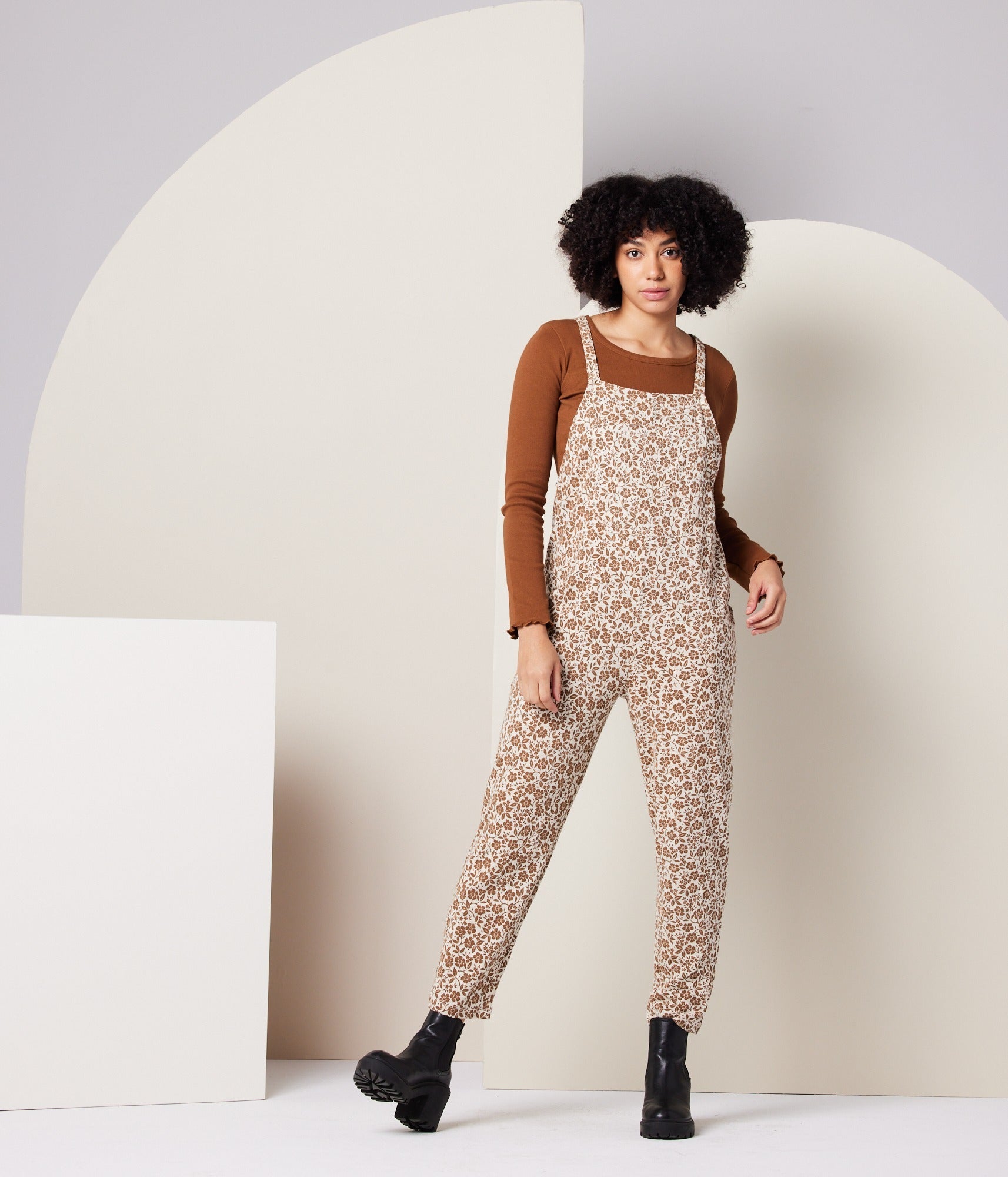 Rhythm Adjustable Overall - Spice Happy Flower