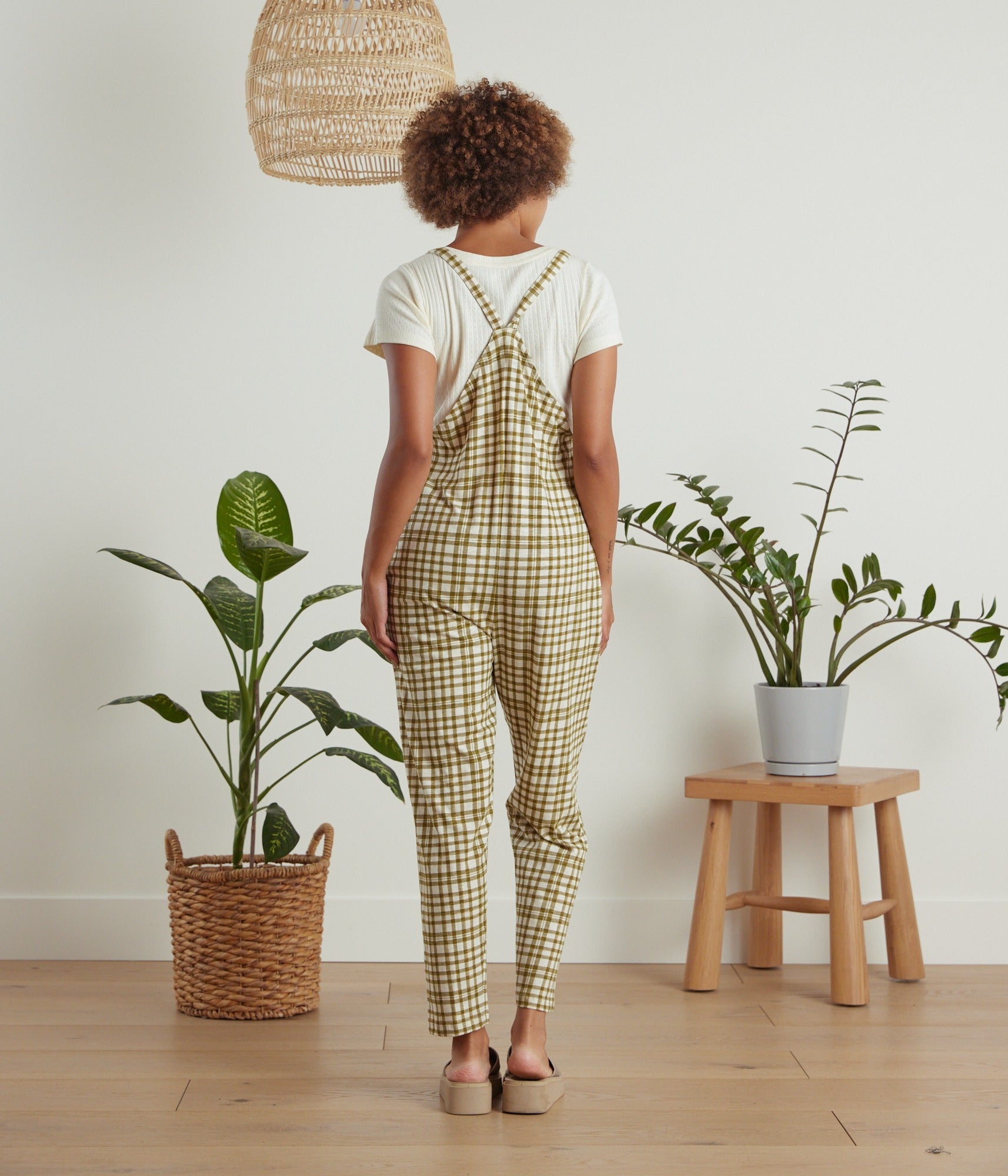 Cadence Overall - Olive Plaid