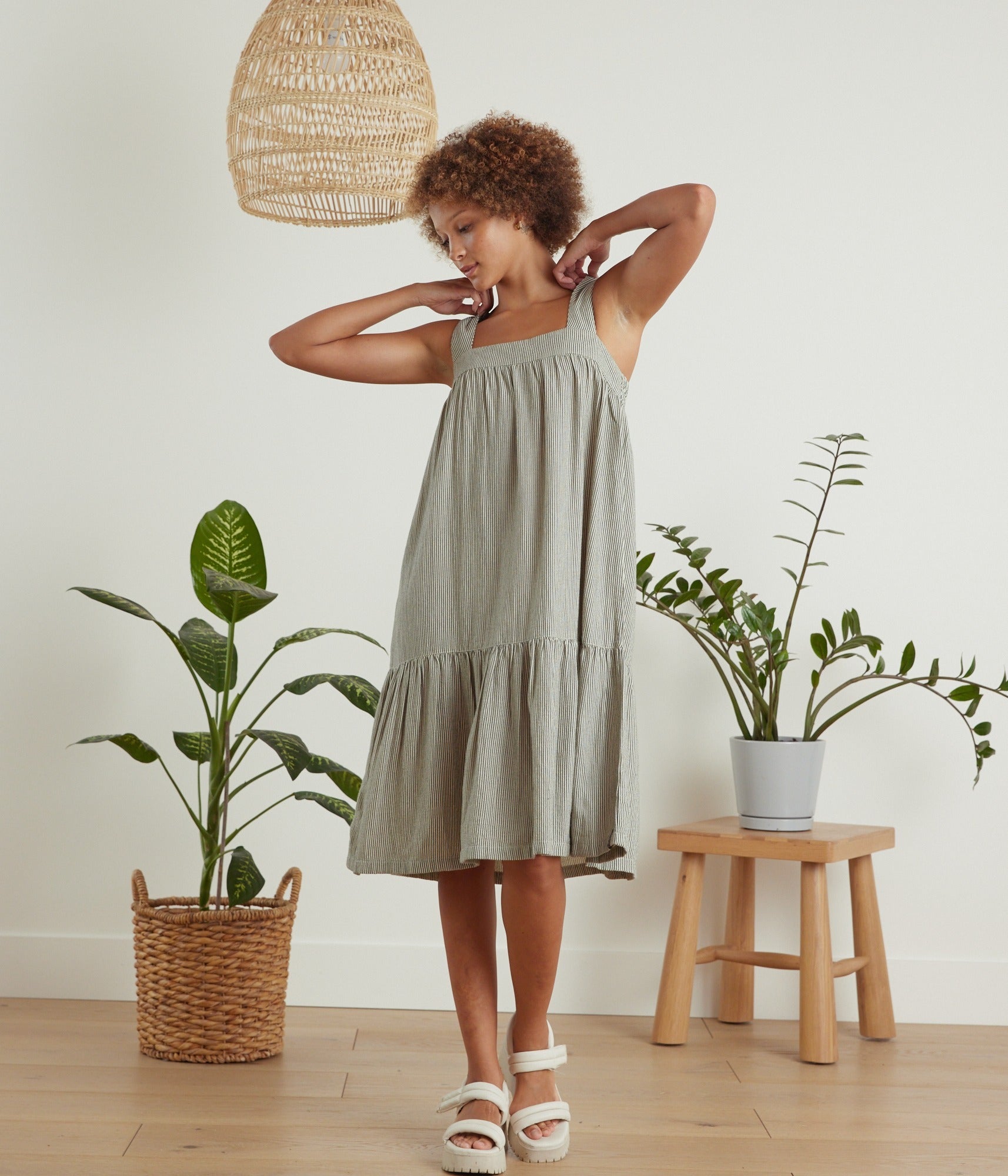 Amarillo Dress - B&W Stripe
